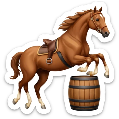 Brown horse barrel racing sticker
