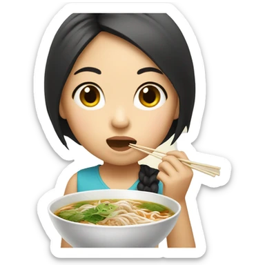 asian girl eating pho sticker