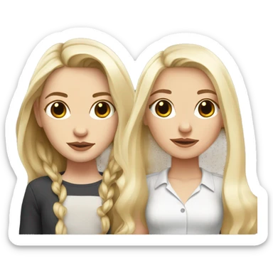 white blonde girl with long hair standing with frenchie with big ears sticker