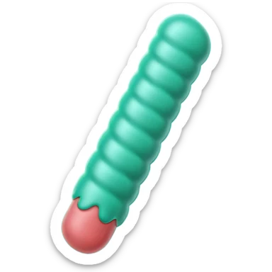 Lactobacillus bacteria emoji, thick rod shape, teal green, soft fibrous texture, clean ingredient icon style sticker