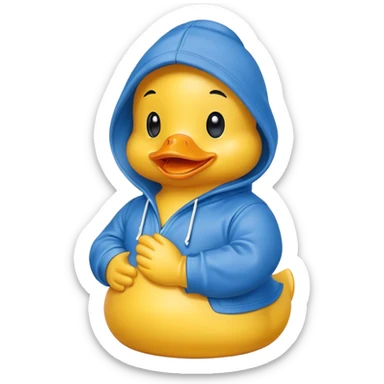 Yellow rubber duck wearing a blue hoodie sticker