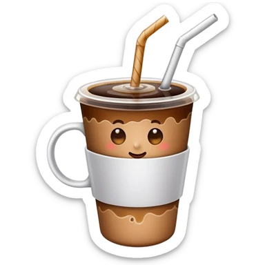 cup of coffee with a straw sticker