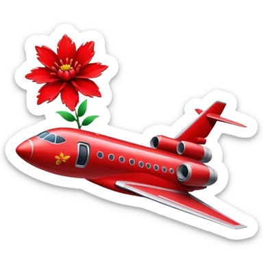 a red flower splashed in red paint on the side of a space jet fuselage sticker