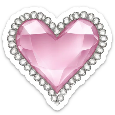soft pink heart in large round rhinestones, symmetrical, shining sticker