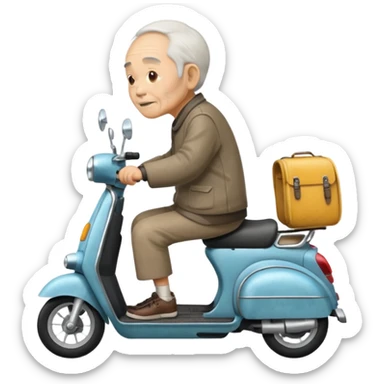 Old Chinese man driving a scooter sticker