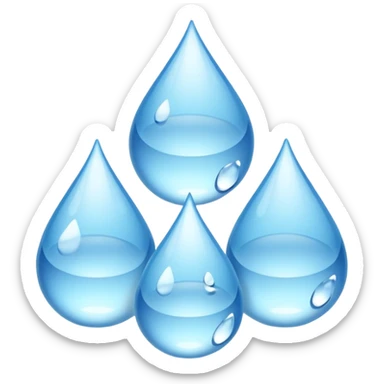 3 water droplets stack on top of each other vertically with two water droplets on the sides; 5 droplets total sticker