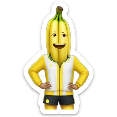 Humanlike Banana in a tennis uniform sticker