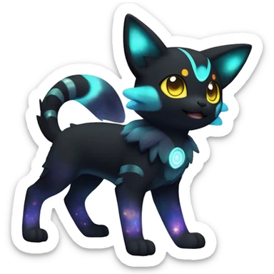 Shiny Sparkly Litten-Umbreon with gradient Nebula-colored markings full body sticker