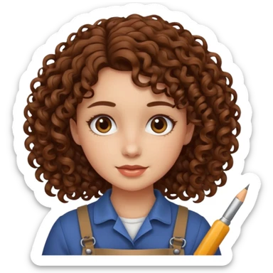 girl with curly brown hair craft sticker