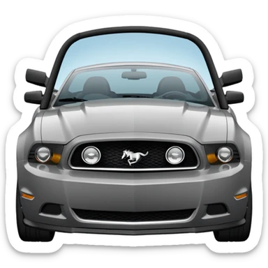 Grey 2014 mustang with black rims and tinted windows with a labubu hanging in the rear view mirror  sticker