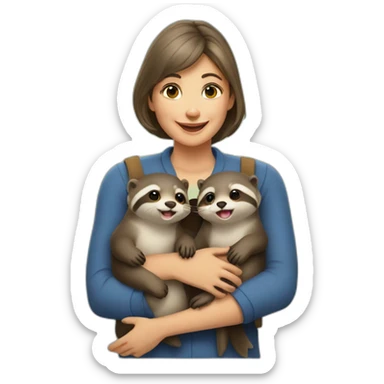 maman loutre avec ses petits sticker