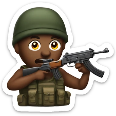 A meatball holding an ak47 sticker