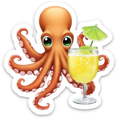 Octopus holding margaritas  sticker