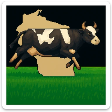 Add the outline of the state of Wisconsin in the background behind the cow and grass field sticker