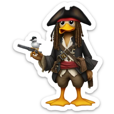 jack sparrow but in the body of a duck sticker