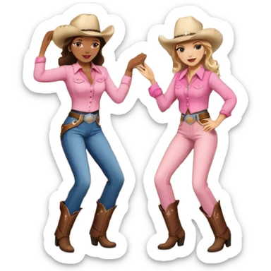 2 women dancing in pink country western bar sticker
