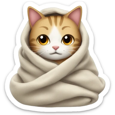 Cozy cat in blanket sticker