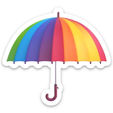 burgundy umbrella with a rainbow canopy in 3D emoji style sticker