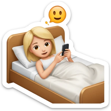 
emoticon of lying in bed and looking at phone sticker
