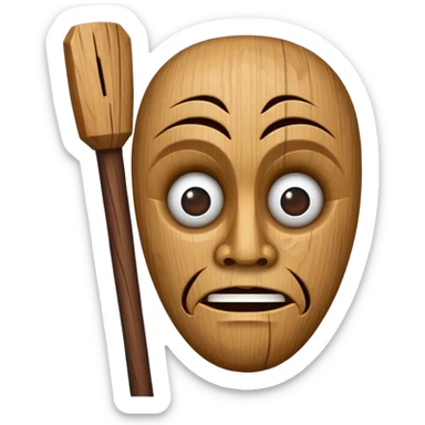 uma madeira com cara esquisita com um bastão  sticker