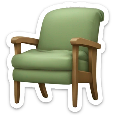 Beige Armchair with Sage green blanket and book sticker