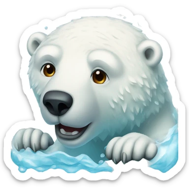 swimming polar bear sticker