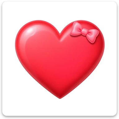 heart emoji, cute and shiny, with a bow accent, no background sticker