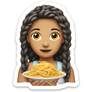 Girl with spaghetti in her hair sticker
