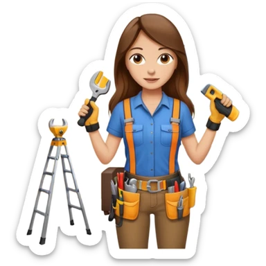 beautiful girl with long brown hair constructing new lounge room area with flat screen tv and couch sticker