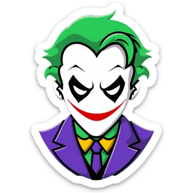 The Joker villain with a heart frame surrounding him sticker