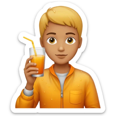 juice, colors yellow,orange,forest fruits, person sticker