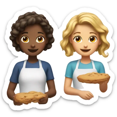Two girls are making cookies sticker