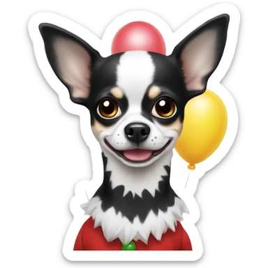 black and white chihuahua clown sticker