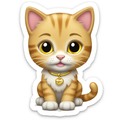Golden Tabby Kitten mit Accessoires knuffig sticker