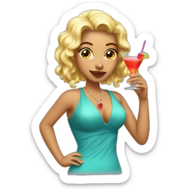 hot girl with cocktail sticker