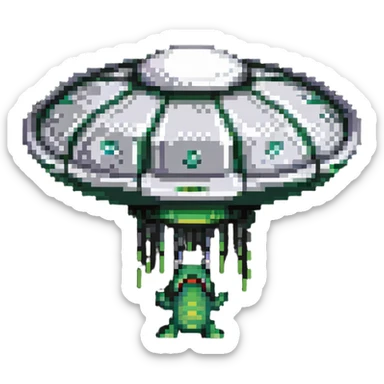 flying saucer abducting a crocodile sticker
