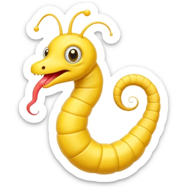 Yellow worm with a weird head sticker