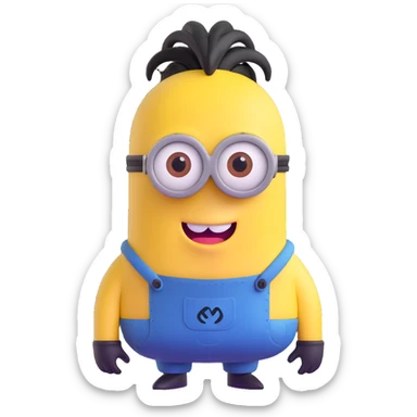 yellow minion character with ponytail hairstyle sticker