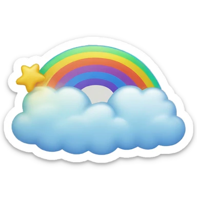Rainbow and cloud sticker