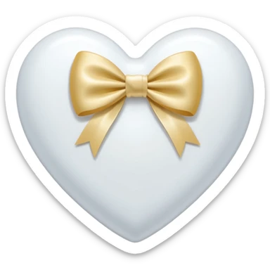 white heart with a white bow on it sticker