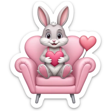 Lola bunny sitting on a chair with a heart shape sticker