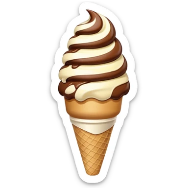 chocolate and vanilla swirl ice cream on cone sticker