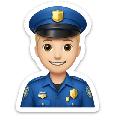 thread police smiling holding a badge sticker