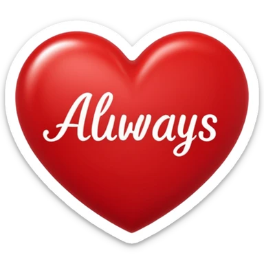 Words "Always Together" heart shaped sticker