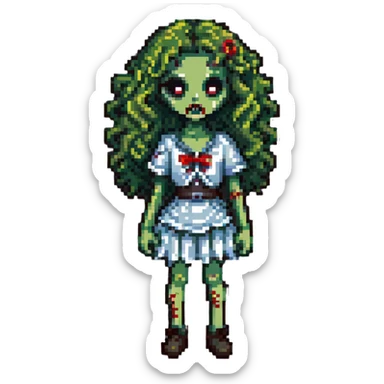 zombie girl with curly hair sticker