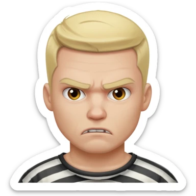 angry blonde tattooed male prisoner sticker