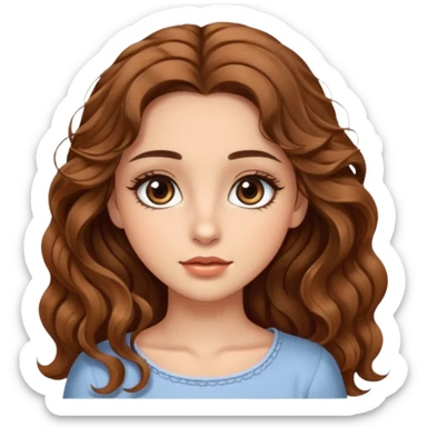 big brown eye long lashes wavy brown hair wheat skin beautiful girl  sticker