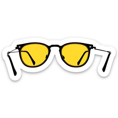 Vintage 70s sunglasses with yellow gradient lenses and thick brown plastic frames sticker