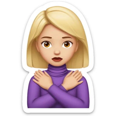 Girl with hands crossed on neck with mad face  sticker