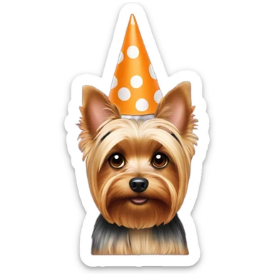 Yorkie wearing a Tennessee party hat  sticker